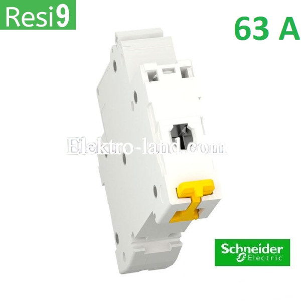Автоматический выключатель 1Р 63А, C, 6кА, Schneider Electric RESI9 (R9F12163)